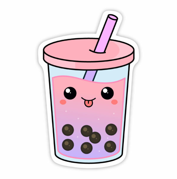 Pink Bubble Tea Klistermærke