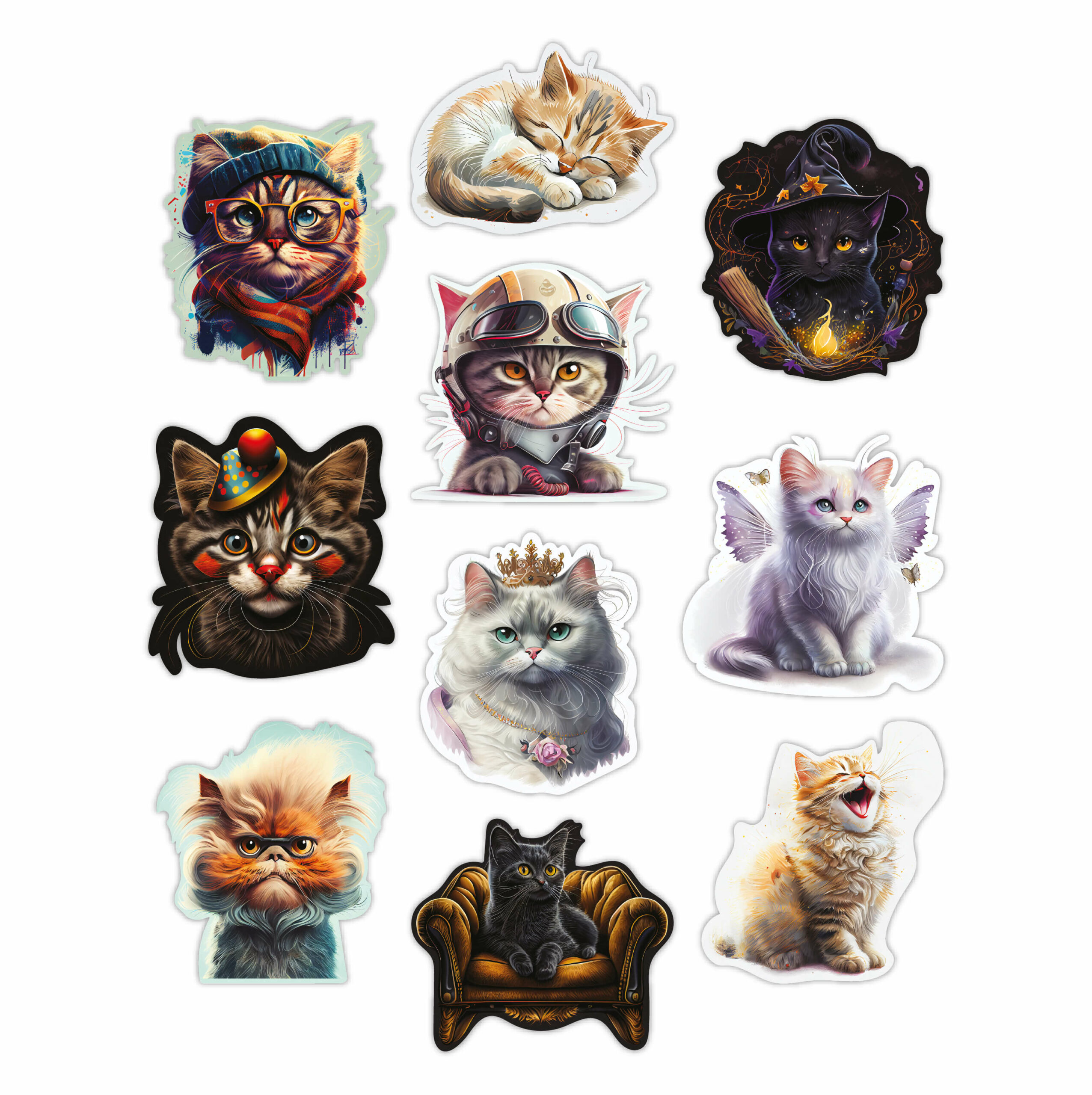 10 stk. Gogh Getter katte klistermærker