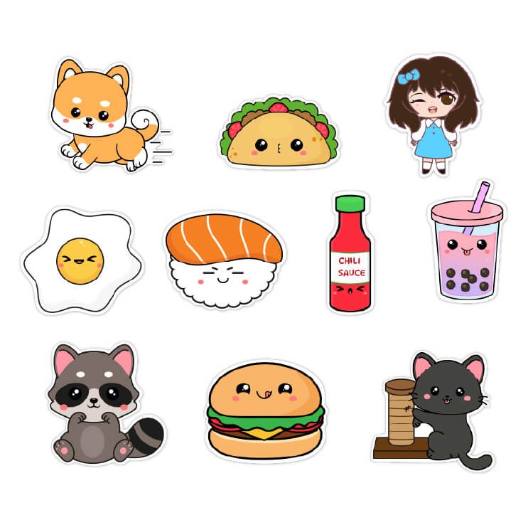 10 stk. Mariangehc kawaii klistermærker pakke 1