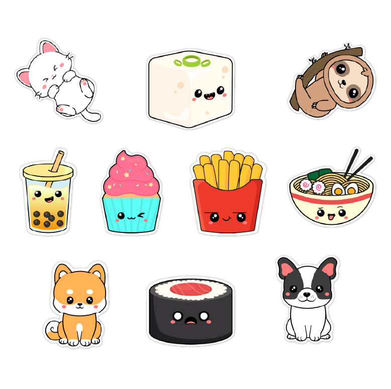 10 stk. Mariangehc kawaii klistermærker pakke 2