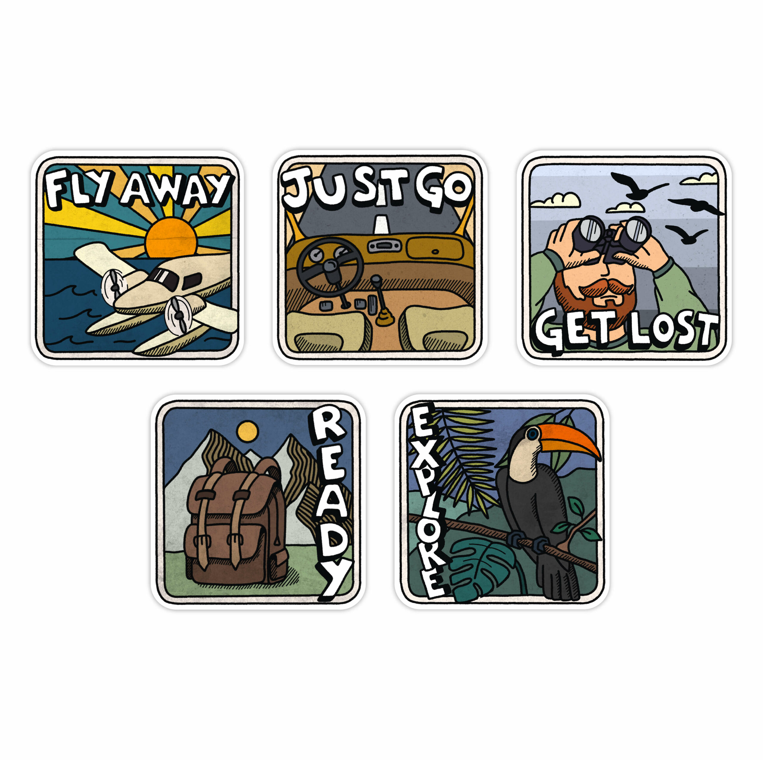 5 stk. Semmipeano rejse klistermærker