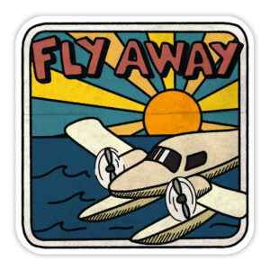 Retro fly away flyver på vand klistermærke