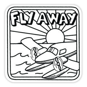 Sort og hvid fly away flyver på vand klistermærke