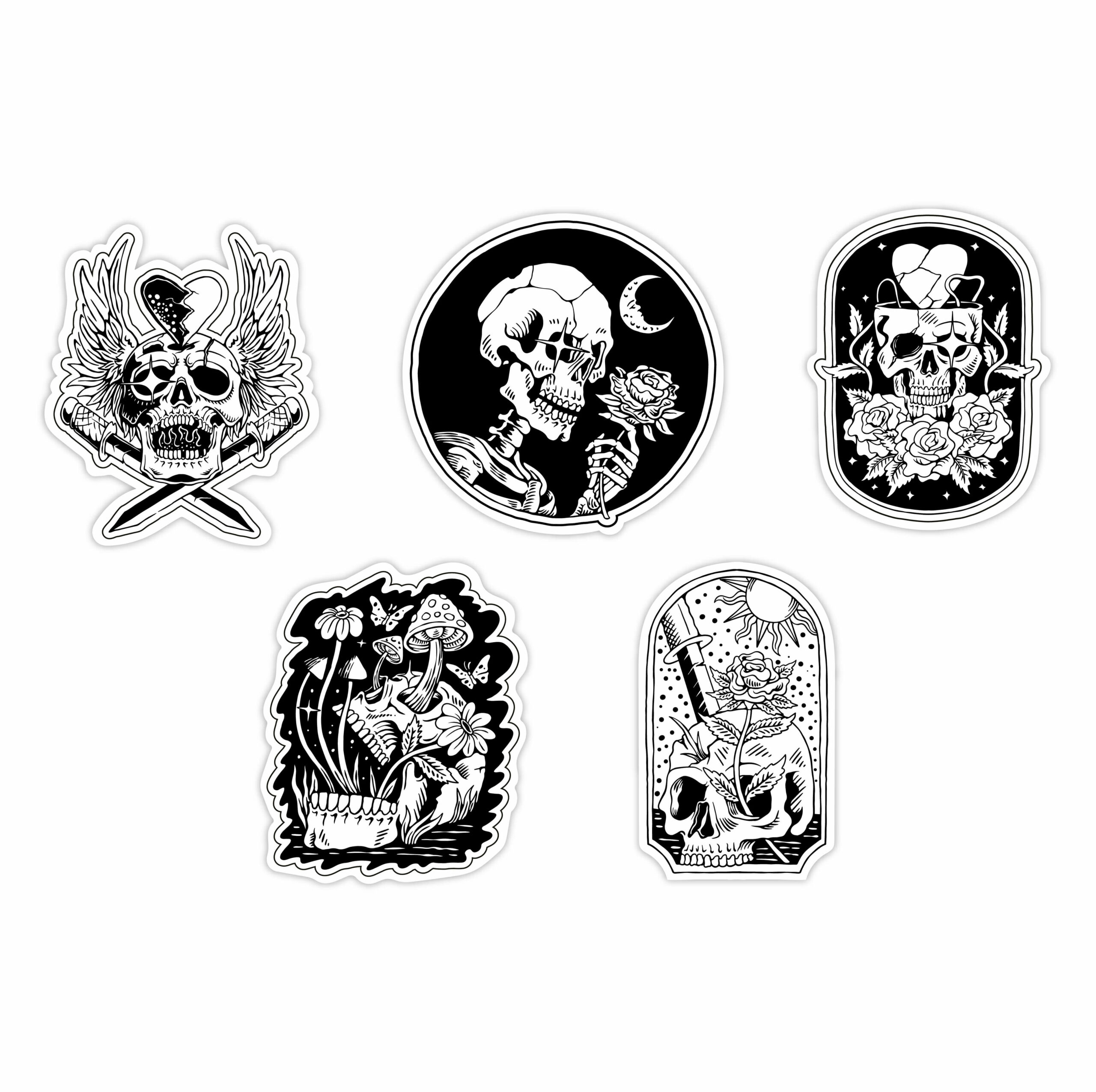 5. stk Sajaklamodesign skellet klistermærker