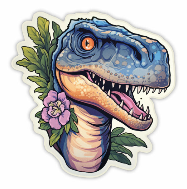 Dino med en blomst klistermærke