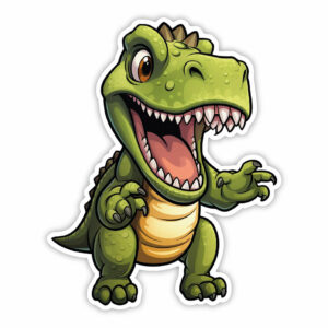Farlig grøn dino klistermærke